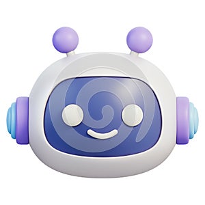 Chatbot robot head for virtual assistant, customer support and conversation service 3d illustration
