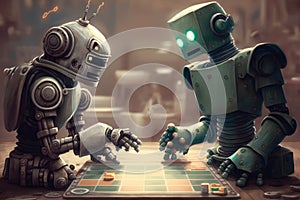 chatbot robot playing board game with human opponent