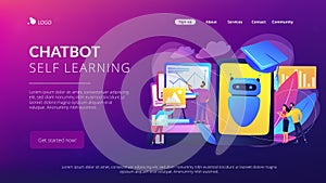 Chatbot self learningconcept landing page.