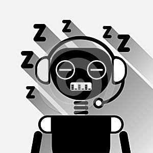 Chatbot Tired Sleep Icon Concept Black Chat Bot Or Chatterbot Service Of Online Support Technology