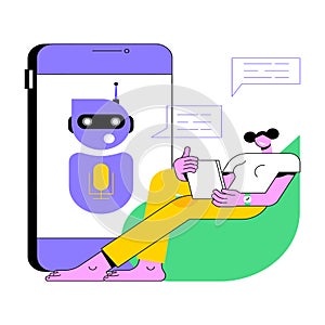 Chatbot virtual assistant abstract concept vector illustration.