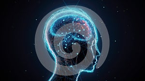 Chat GPT Chatbot with visible brain wiring and circuitry in its head. Generative AI. photo