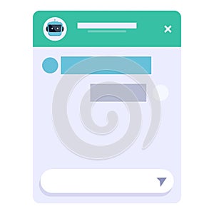 Chatbot window displaying conversation history and input field