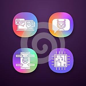 Chatbots app icons set