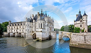 Chateau of Chenonceau with river Cher