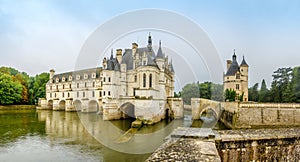 Chateau of Chenonceau with river Cher photo