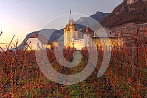 Chateau d`Aigle in autumn, Switzerland