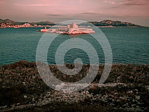 Chateau d`if prison where Alexander Dumas imprisoned count Monte Cristo in his novel, Marseille, France