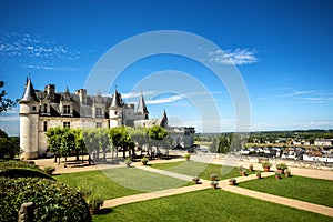 Chateau de Amboise medieval castle, Leonardo Da Vinci tomb. Loire Valley, France, Europe. Unesco site.