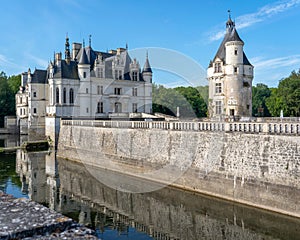 Chateau de Chenonceau castle view near the small village of Chenonceaux, France