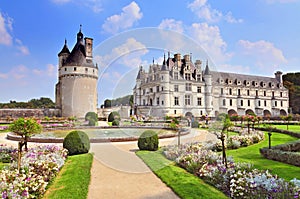 Chateau de Chenonceau France. This castle is located near the small village of Chenonceaux in the Loire Valley was built in the 15