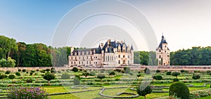 The Chateau de Chenonceau at sunset, France