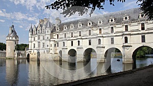 Chateau de Chenonceau, view from the southern bank of Cher River, France