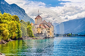 Chateau de Chillon at Lake Geneva, Canton of Vaud, Switzerland