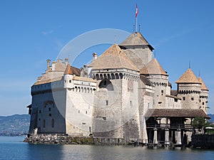 Chateau de Chillon at Lake Geneva in Switzerland