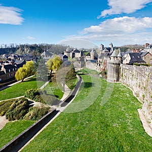 The Chateau de Fougeres France spring view. Build in XII-XV century