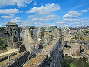 The Chateau de Fougeres: Medieval black roofed castle and town on the edge of Brittany, Maine and Normandy, Fougeres, France