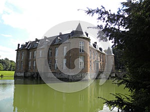 Chateau de l`estriverie, a castle in hainaut, belgium photo