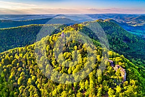 Chateau de Loewenstein, a ruined castle in the Northern Vosges Mountains - Bas-Rhin, France