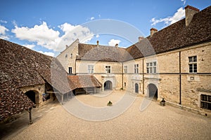 Chateau du Clos de Vougeot courtyard. Cote de Nuits, Burgundy, France.