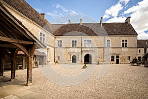 Chateau du Clos de Vougeot courtyard. Cote de Nuits, Burgundy, France. photo