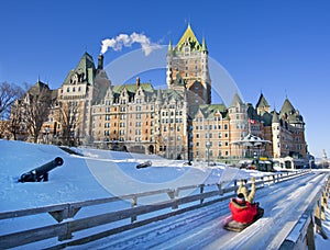 Chateau Frontenac in winter, Quebec City, Canada photo