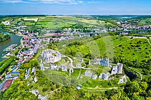 Chateau Gaillard, a ruined medieval castle in Les Andelys town - Normandy, France