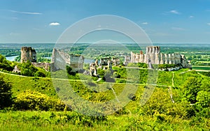 Chateau Gaillard, a ruined medieval castle in Les Andelys town - Normandy, France