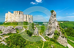 Chateau Gaillard, a ruined medieval castle in Les Andelys town - Normandy, France