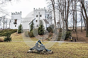Chateau Strazky and statue of lovers, Slovak republic