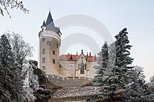Chateau Zleby in winter, Czech Republic.