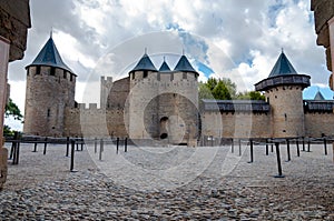 Chateaux de la cite fachade entrance at Carcassonne photo