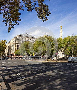 Chatelet place in Paris with a view on the theater