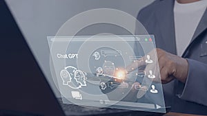 Chatgpt Chat AI Artificial Intelligence Technology The business uses intelligent AI technology by inputting data. computer network