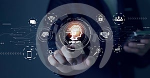 Chatgpt Chat AI Artificial Intelligence Technology The business uses intelligent AI technology by inputting data. computer network