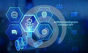 ChatGPT. Chat GPT Chatbot with AI Artificial Intelligence. Software automation technology, customer support center for online photo