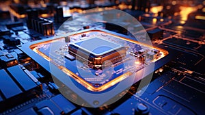 ChatGPT chipset processor concept on circuit board, Artificial Intelligence chatbot developed by OpenAI