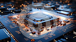 ChatGPT chipset processor concept on circuit board, Artificial Intelligence chatbot developed by OpenAI