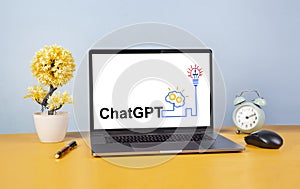 ChatGPT concept on laptop screen - artificial intelligence concept photo