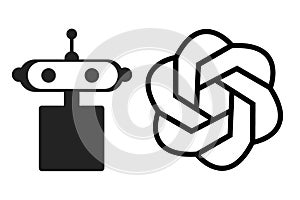 ChatGPT Logo with chatbot symbol. Artificial Intelligence OpenAI Chatbot icon. ChatGPT OpenAI icon, Artificial Intelligence Smart