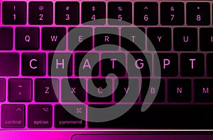 ChatGPT text on PC keyboard. ChatGPT is a chatbot launched by OpenAI