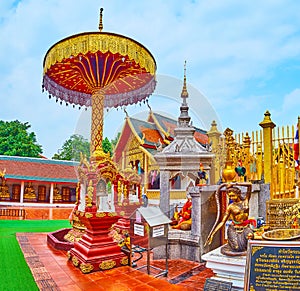 Chatra umbrella in Wat Phra That Hariphunchai Temple, Lamphun, Thailand