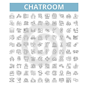 Chatroom icons, line symbols, web signs, vector set, isolated illustration