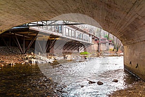 Chattahoochee river and bridge over it, Helen, USA