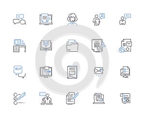 Chattering line icons collection. Noise, Talkative, Blabbermouth, Gossip, Yapping, Jabbering, Chirping vector and linear photo