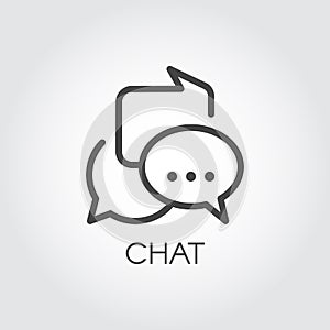 Chatting icon in outline style. Dialog speech contour bubbles. Messages or conversation line pictograph. UI element