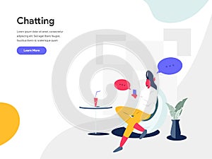 Chatting Illustration Concept. Modern flat design concept of web page design for website and mobile website.Vector illustration