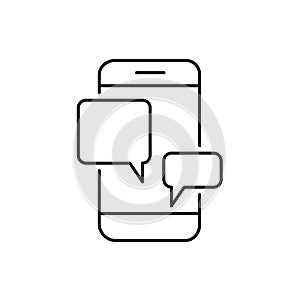 Chatting and messaging on smartphone line icon