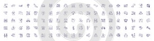 Chatting and networking line icons signs set. Design collection of Chatting, Networking, Messaging, Socializing photo