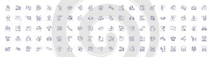 Chatting people line icons signs set. Design collection of Conversing, Chatting, Connecting, Interacting, Gossiping photo